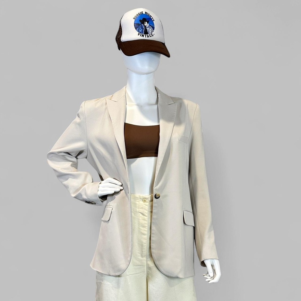 ba&sh Paris Cream Single Button Blazer Wool Blend Quiet Luxury Office Chic S